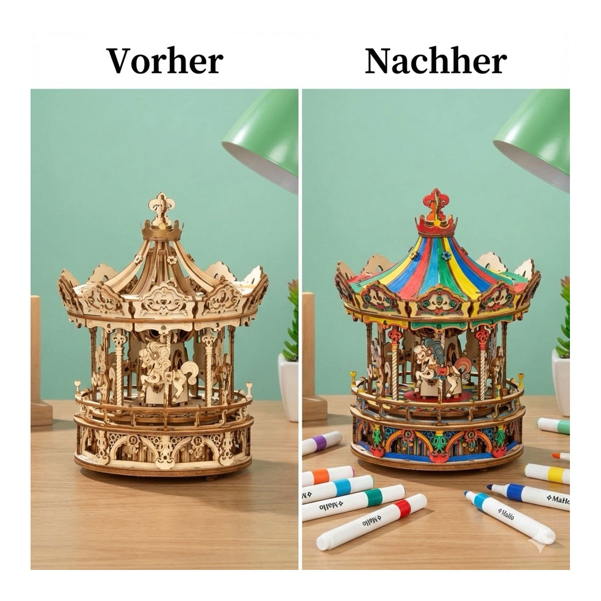 Vorteilsaktion: 3D Holzpuzzle Karussel + MagicFarben