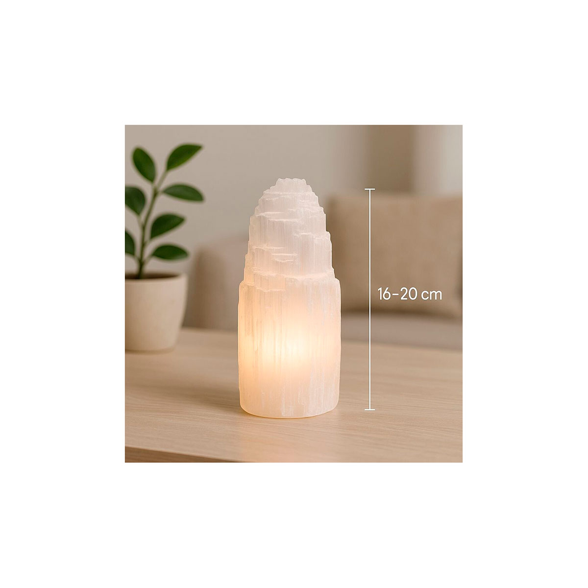 Beleuchteter Selenit "Eisberg" 30 cm ohne Sockel