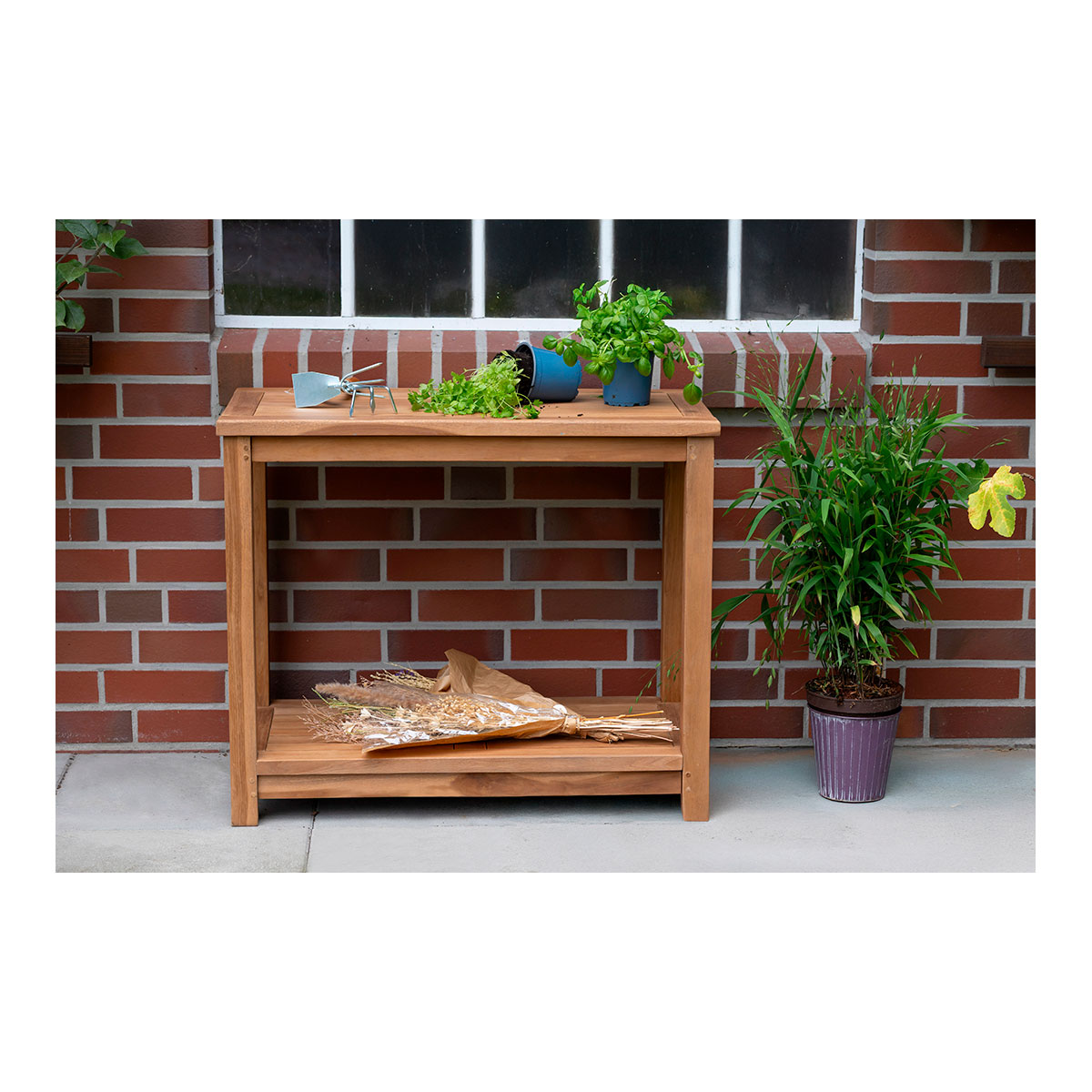  Pflanztisch Salford, Teak, mit Ablage