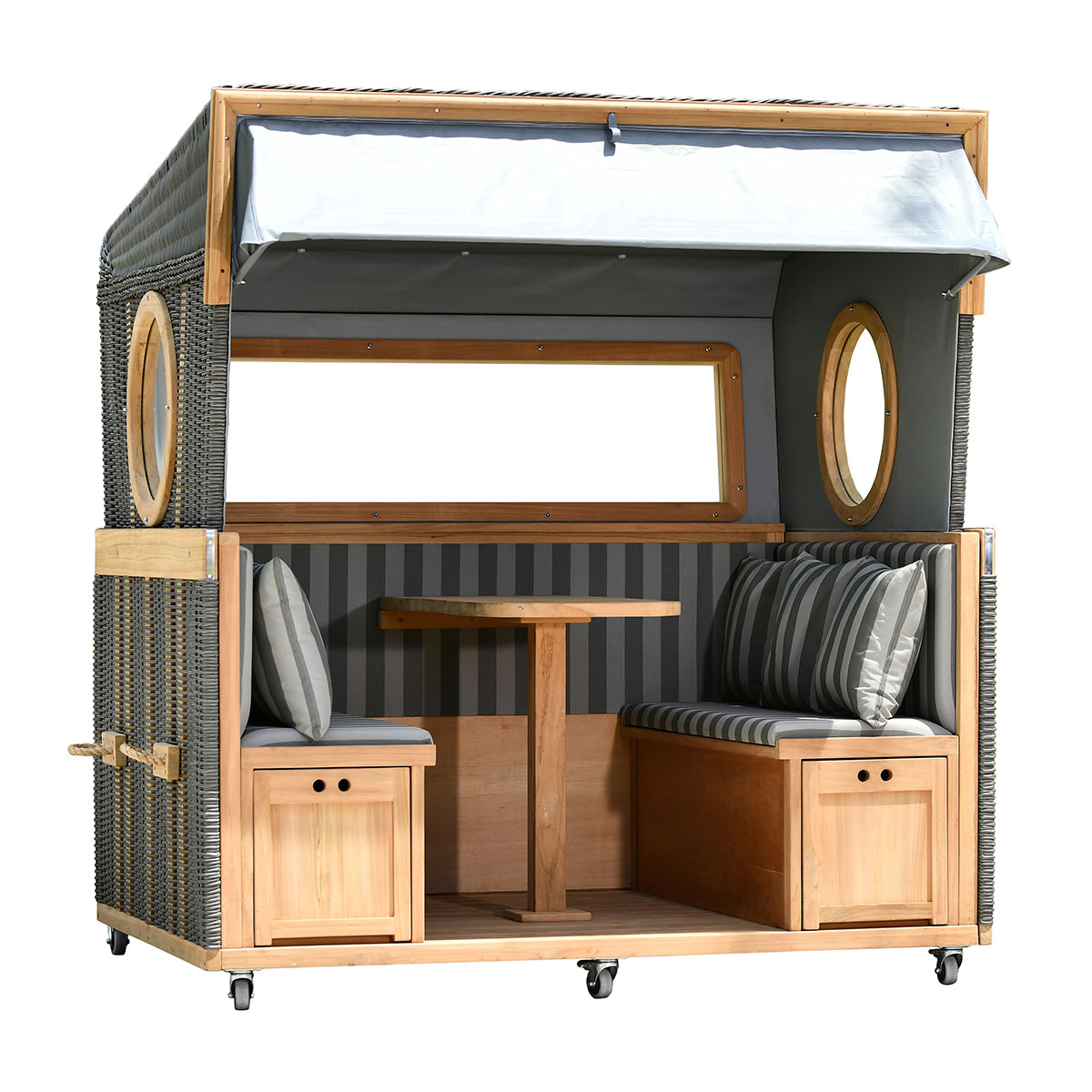 Strandkorb Gosch-Lounge, 6-Sitzer, Teak, anthrazit