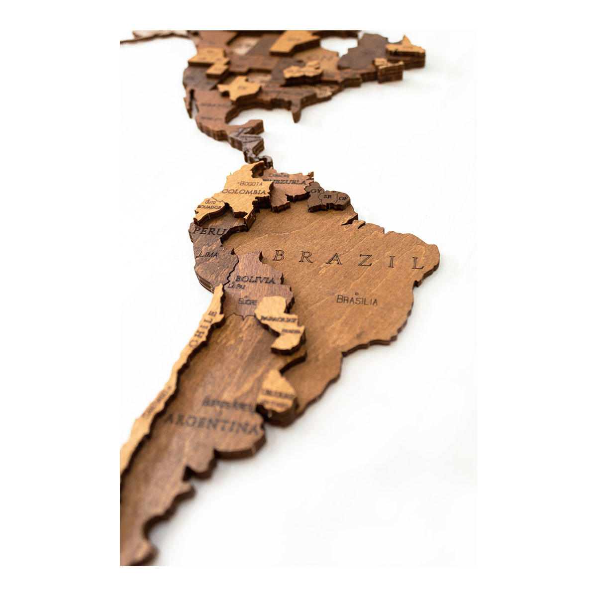 3D-Holzpuzzle, Set Weltkarte M + Flaggen-Pins