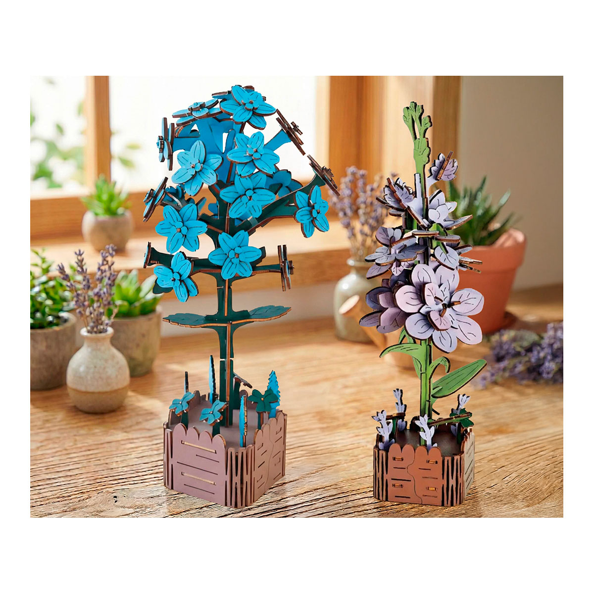 3 D Holzpuzzle - 2er Set Blume, Veilchen + Hyazinthe