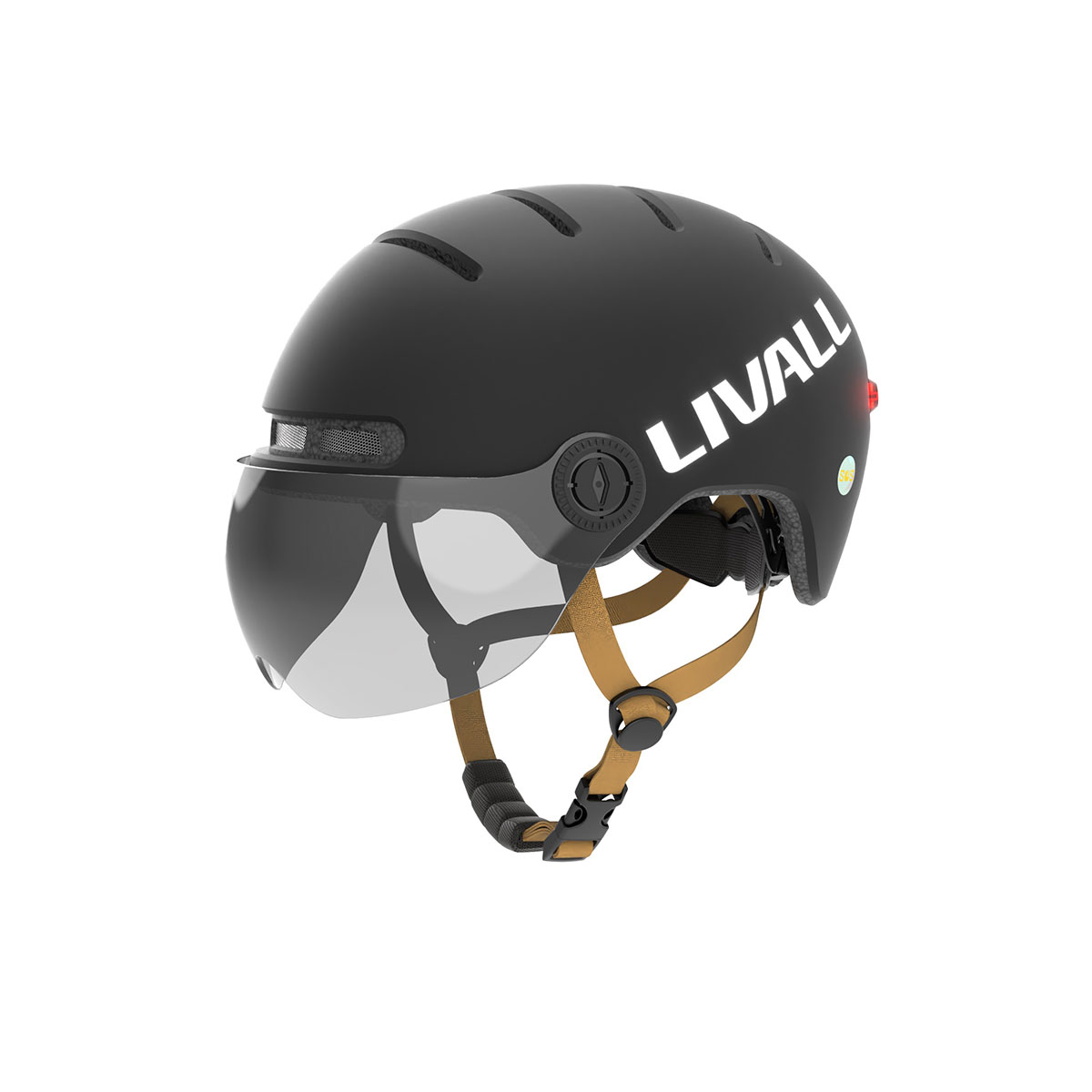 Fahrradhelm mit Visier, Bremslicht und SOS-Alarm