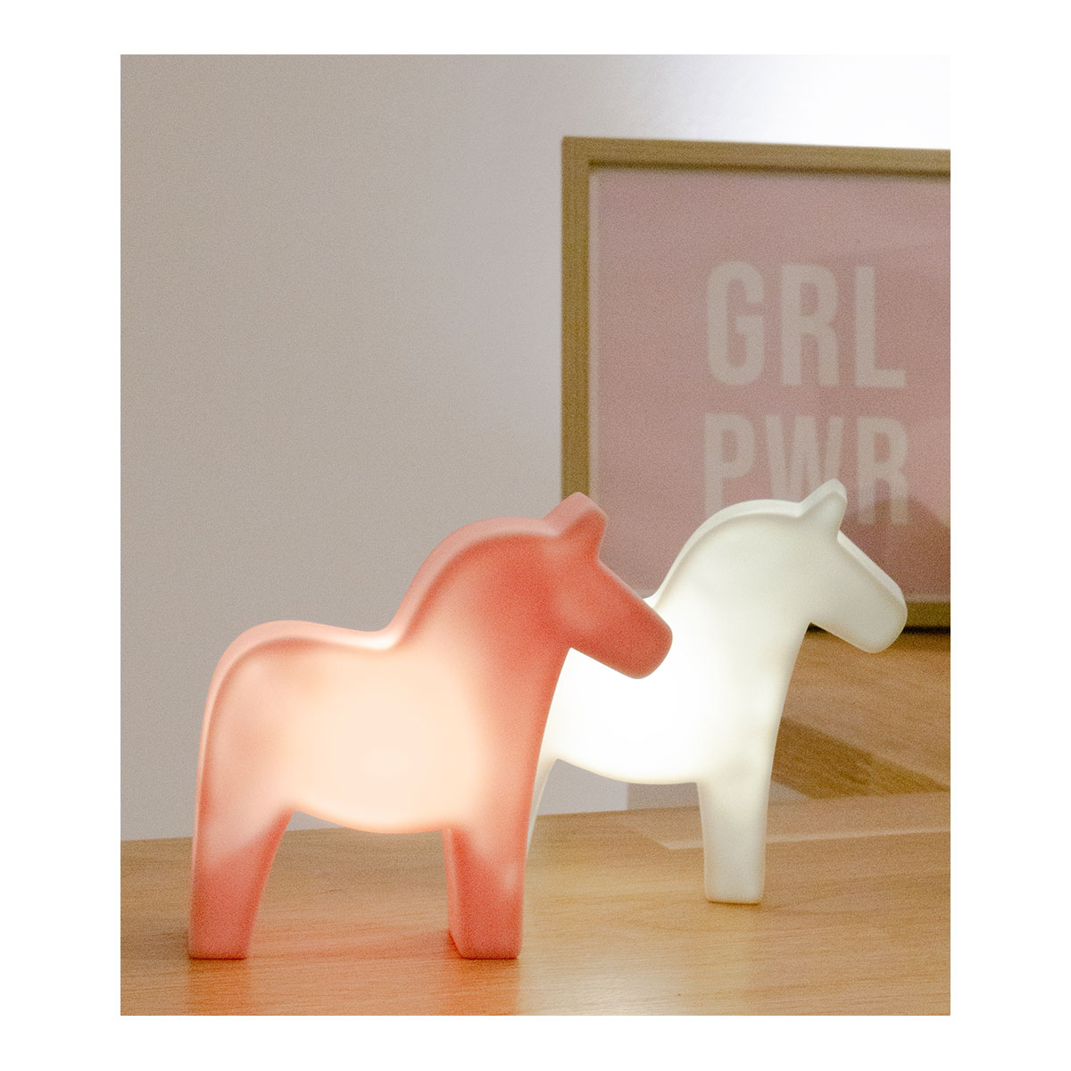 Mini Leuchten Pferde 2er Set White & Rose