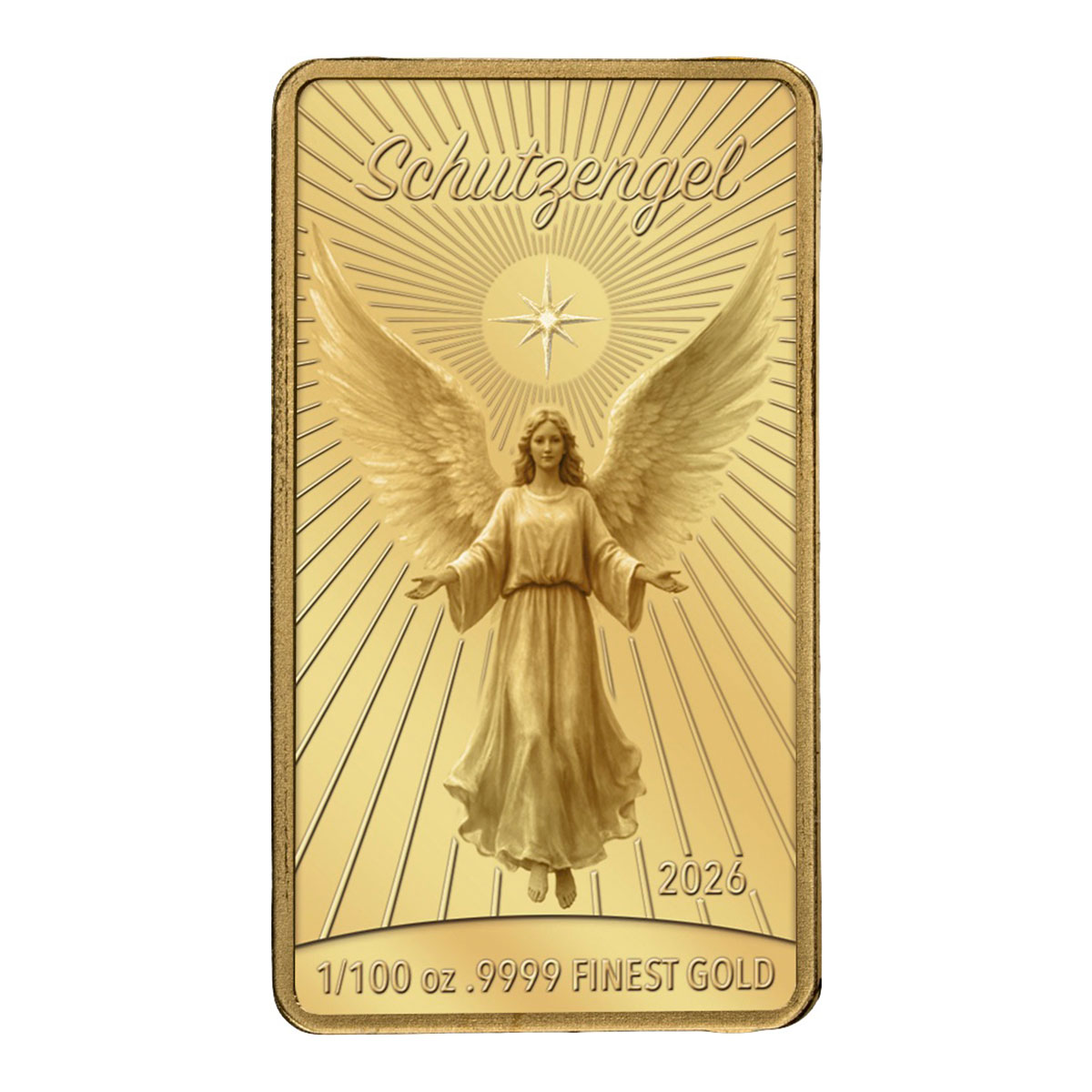 Goldbarren „Schutzengel“ in Geschenkkarte mit Schleife