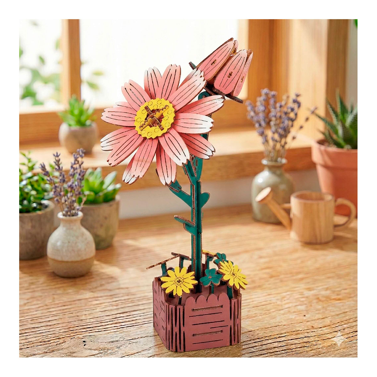  3 D Holzpuzzle - 2er Set Blume, Rose + Gänseblümchen