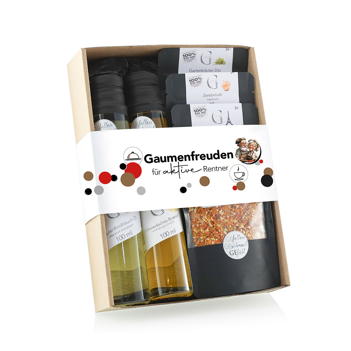 Geschenk-Set Gaumenfreuden für aktive Rentner