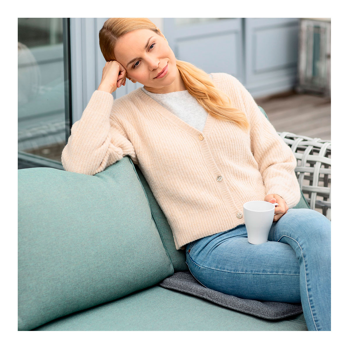 Outdoor Sitzheizkissen OL 600 grau, inkl. Powerbank