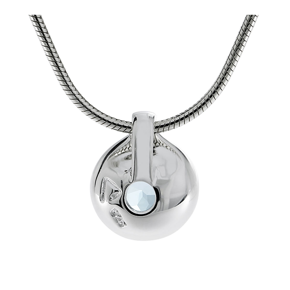Kettenanhänger Silber, weißer Topas, 7mm, mit Schlangenkette
