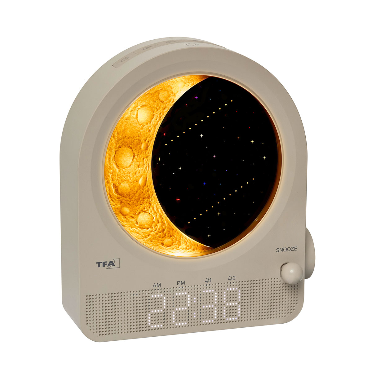 Digitaler Lichtwecker mit Mondlampe und Naturgeräuschen