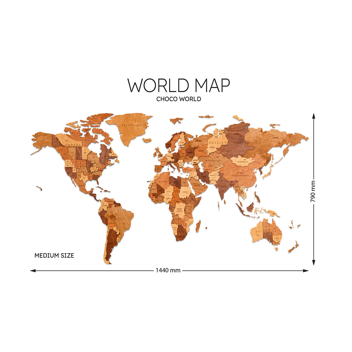 3D-Holzpuzzle, Set Weltkarte M + Flaggen-Pins
