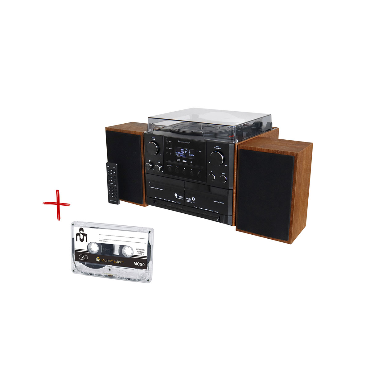 Stereo-Musikcenter mit DAB+/UKW Radio, CD/MP3, Plattenspieler, Doppelkassette, USB, Bluetooth®, Encoding