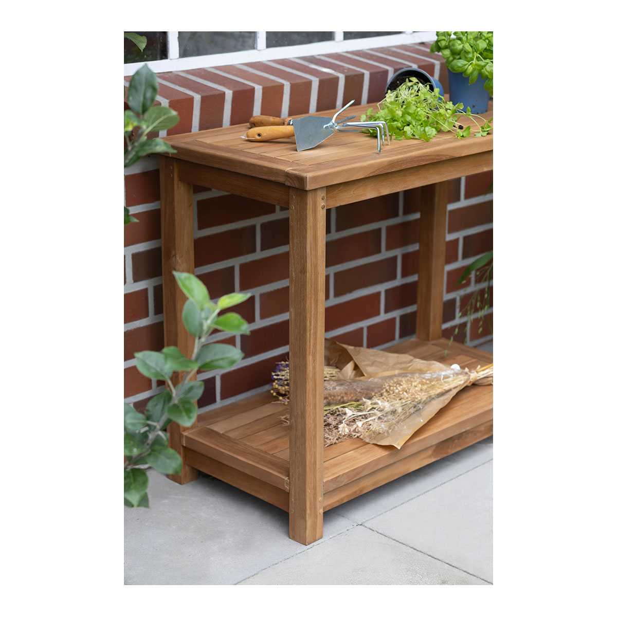  Pflanztisch Salford, Teak, mit Ablage