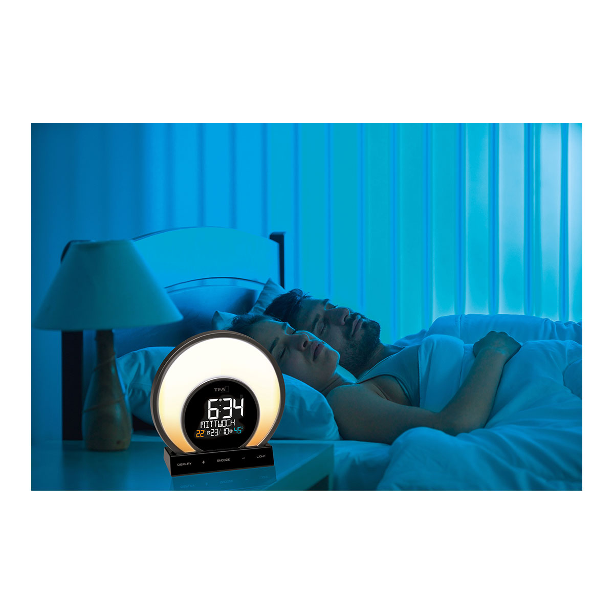 Lichtwecker mit Farbwechsel-Stimmungslicht und Raumklima