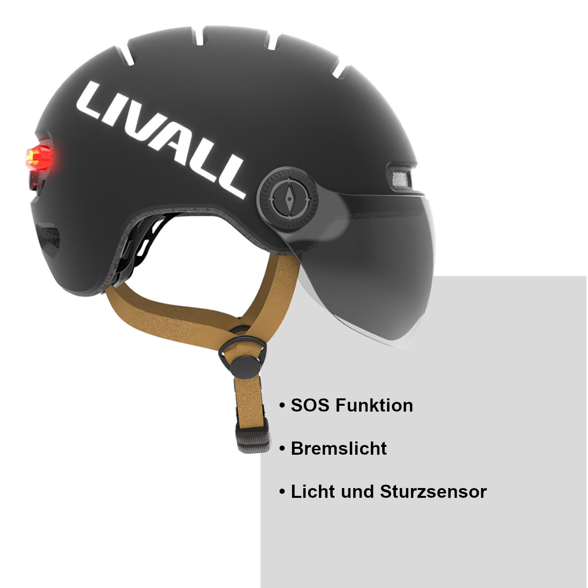 Fahrradhelm mit Visier, Bremslicht und SOS-Alarm