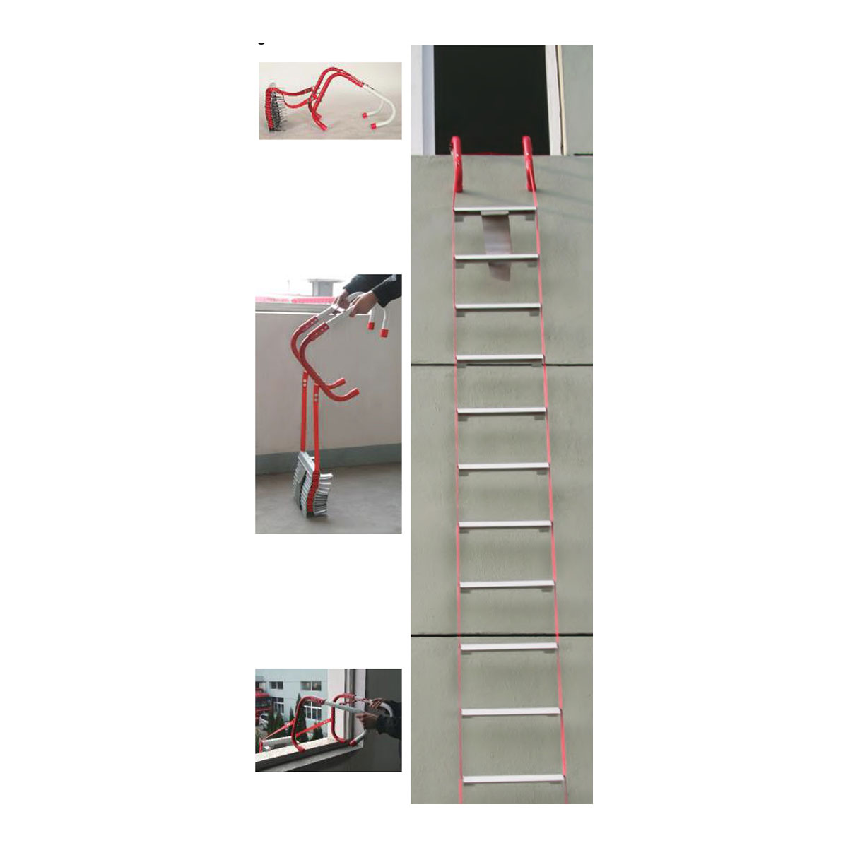 Rettungsleiter, Fluchtleiter 7,5m, Aluminium-Trittstufen