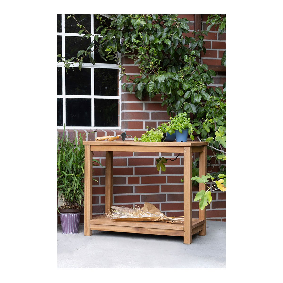  Pflanztisch Salford, Teak, mit Ablage