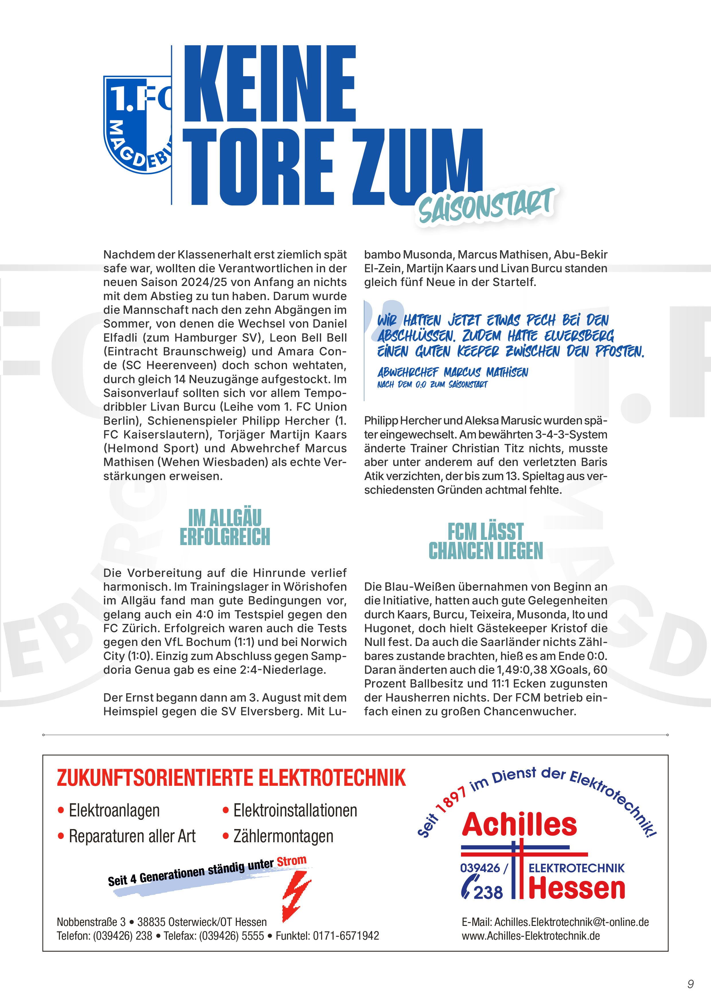 1. FCM - Das große Saisonmagazin 2024/25