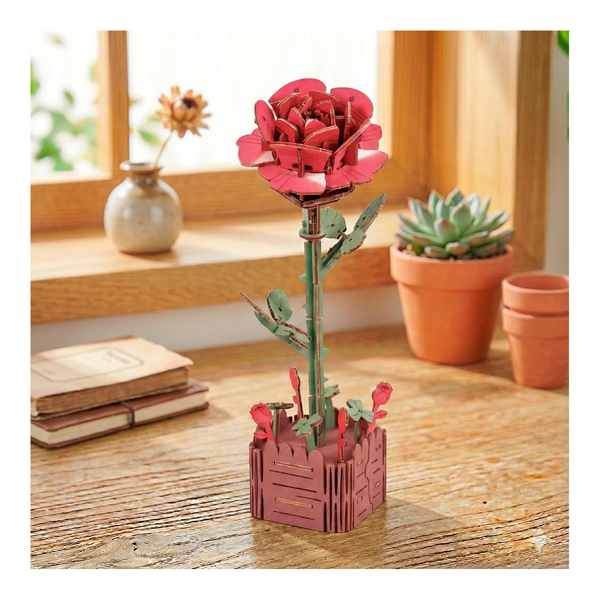  3 D Holzpuzzle - 2er Set Blume, Rose + Gänseblümchen