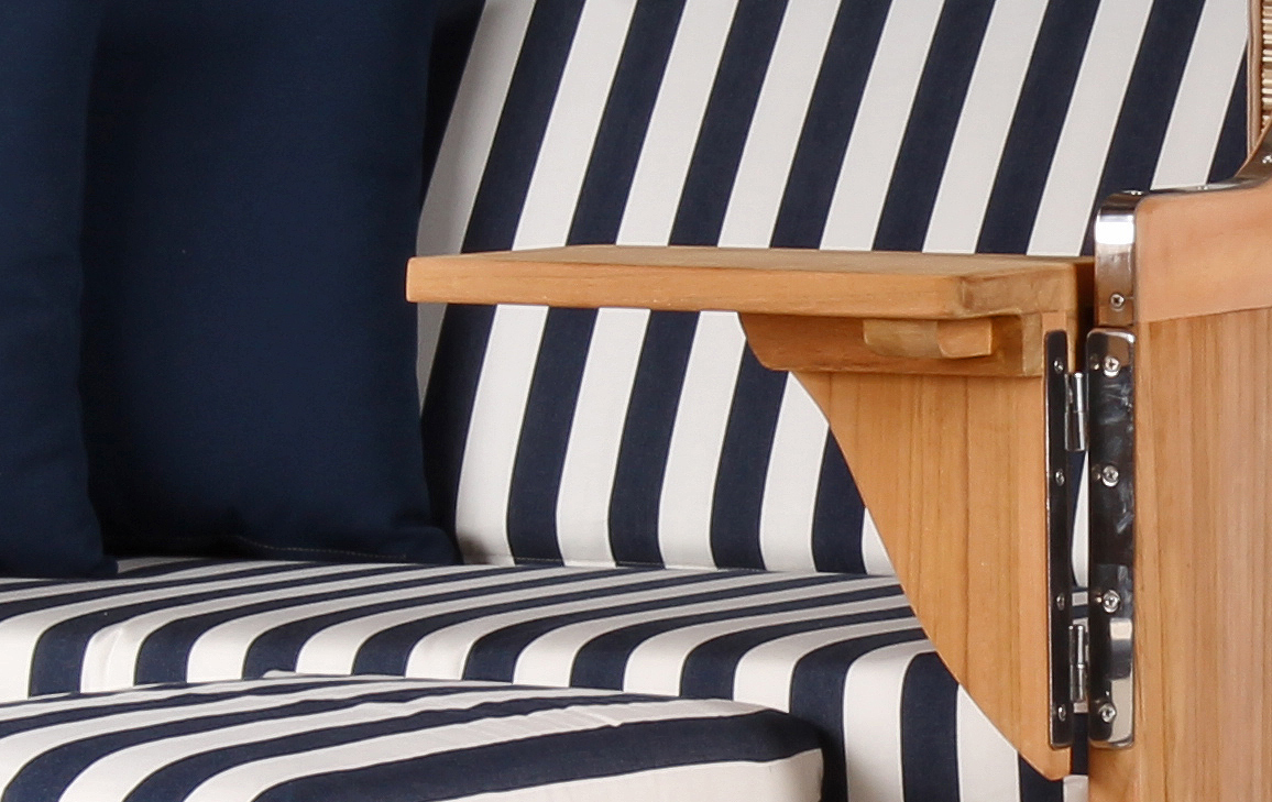 Strandkorb DÜNE, Design 01436 blau-weiß gestreift