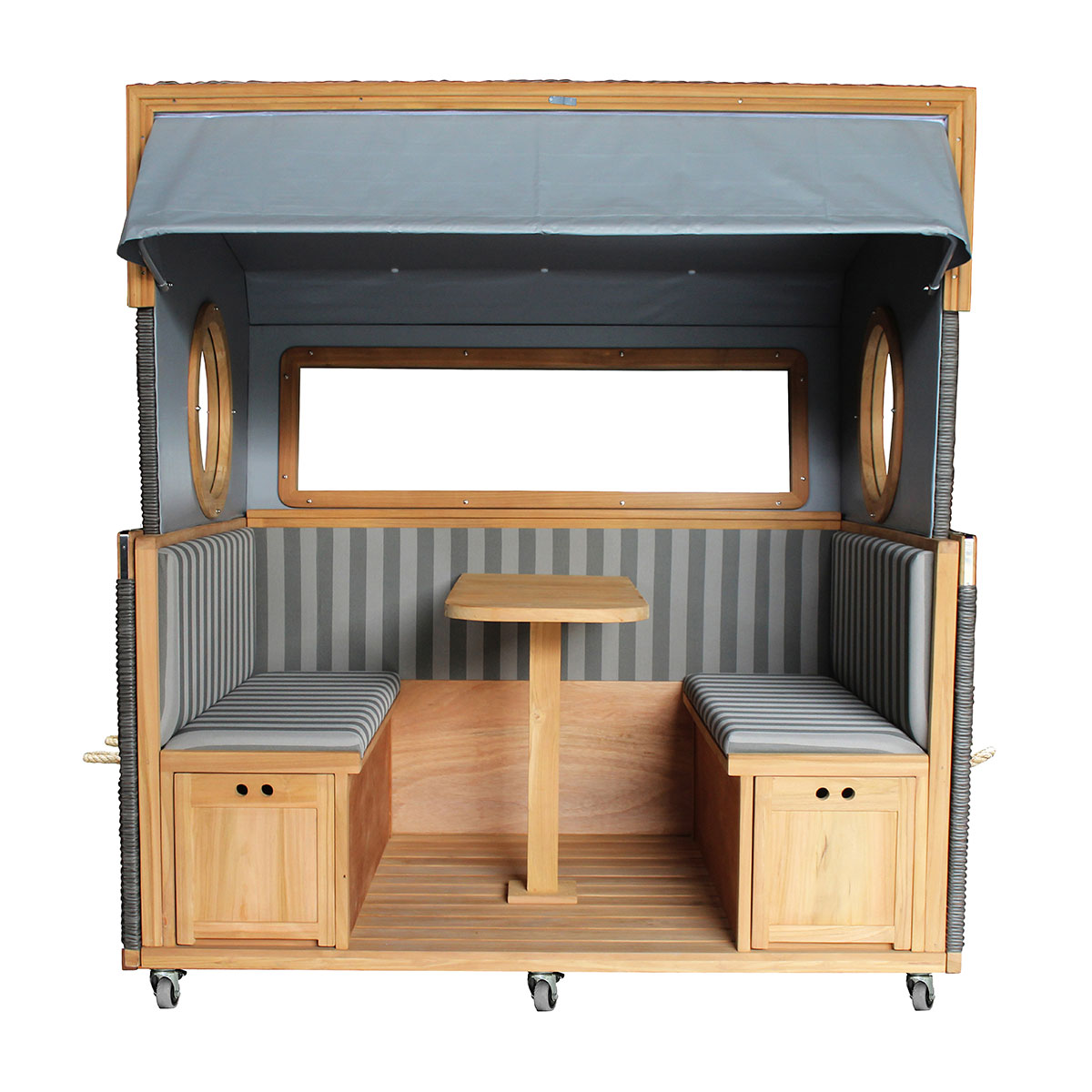 Strandkorb Gosch-Lounge, 6-Sitzer, Teak, anthrazit