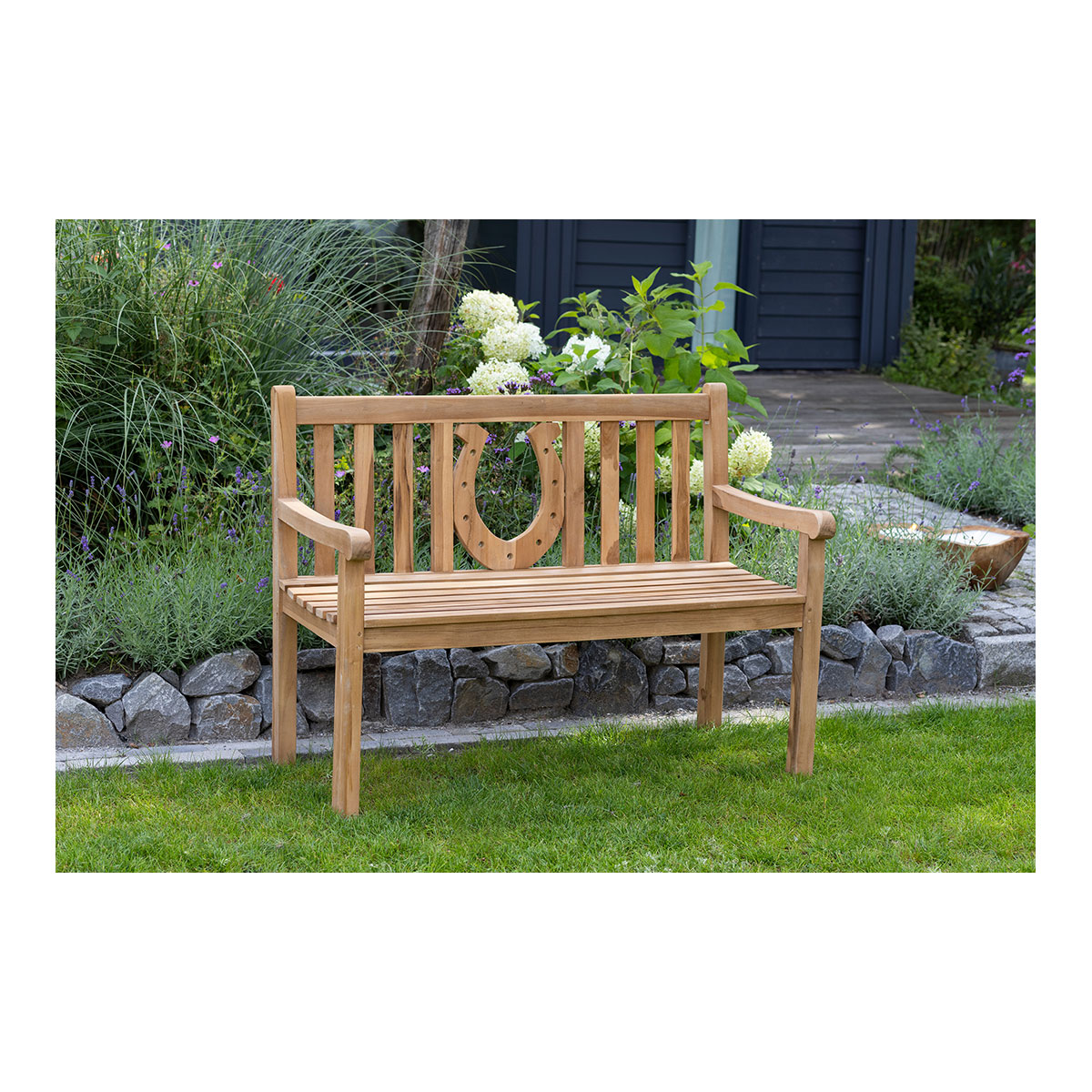 Teak-Gartenbank Hufeisen