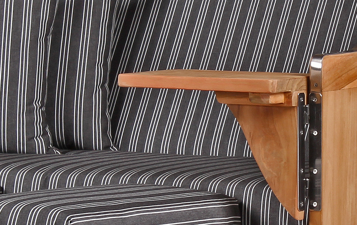 Strandkorb DÜNE, Design 01400 grau mit Nadelstreifen