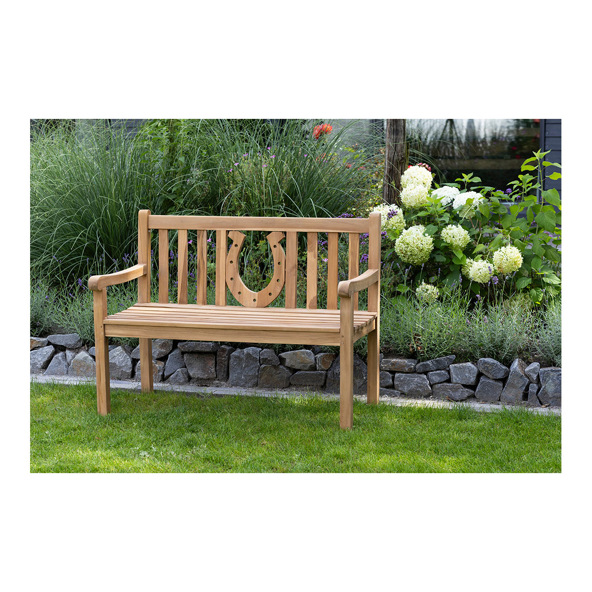 Teak-Gartenbank Hufeisen