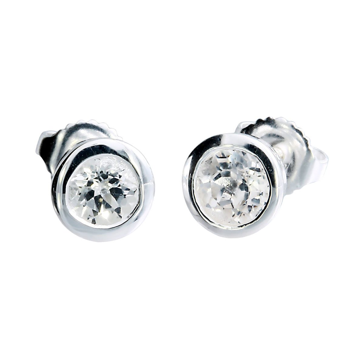 Ohrstecker Silber, weißer Topas, 5mm