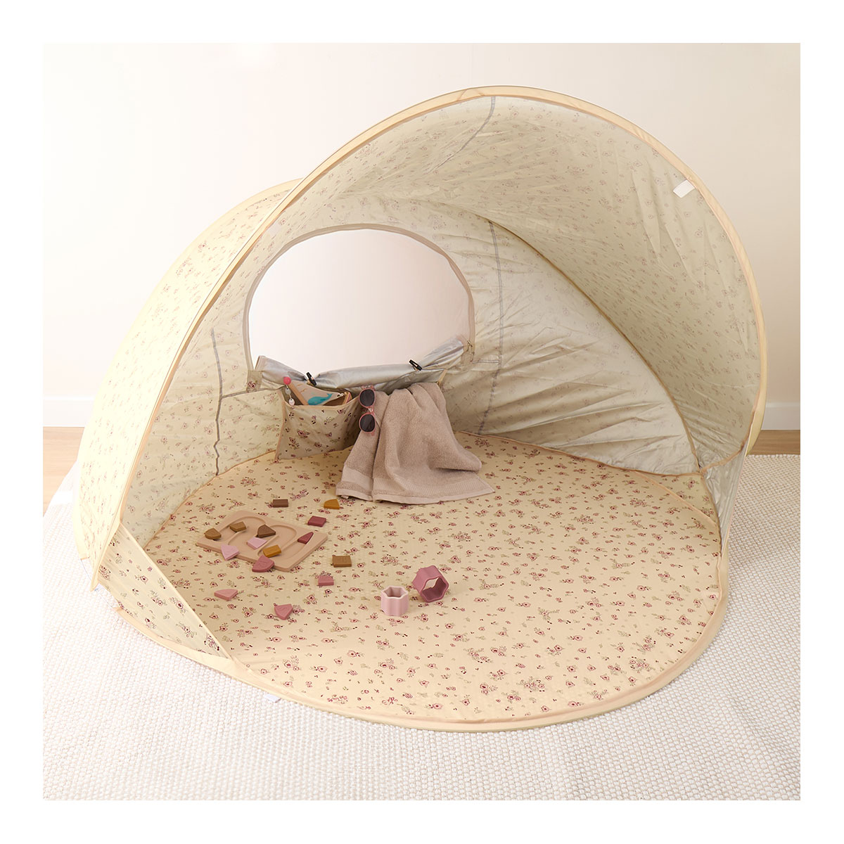 Pop Up Strandmuschel VINTAGE FLOWERS mit UV Schutz