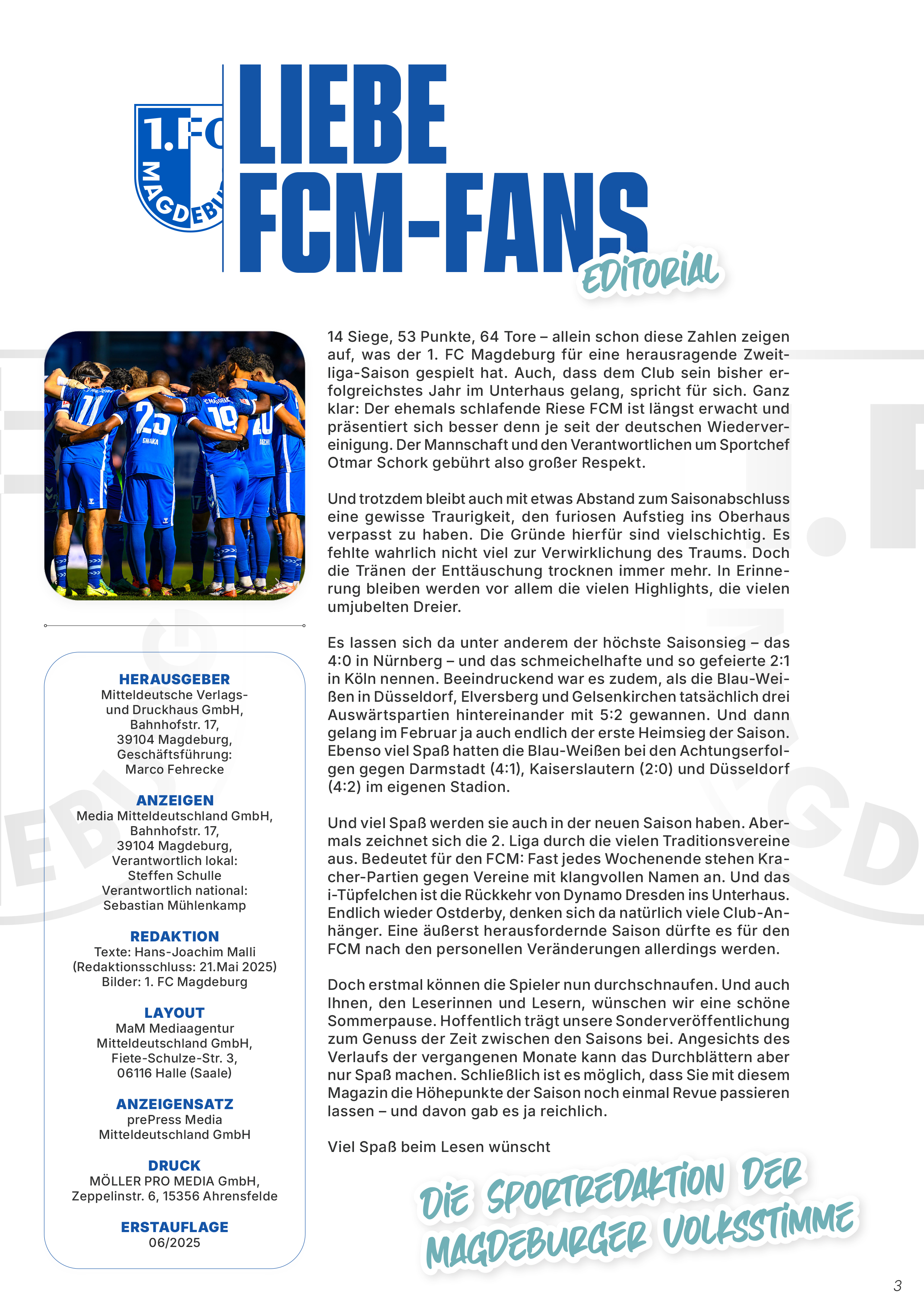 1. FCM - Das große Saisonmagazin 2024/25